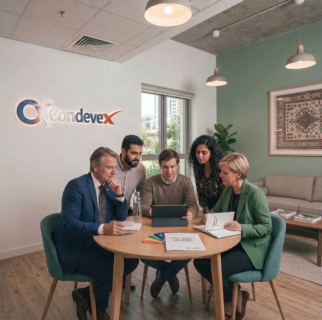 Team discussion in the Condevex office in Casablanca